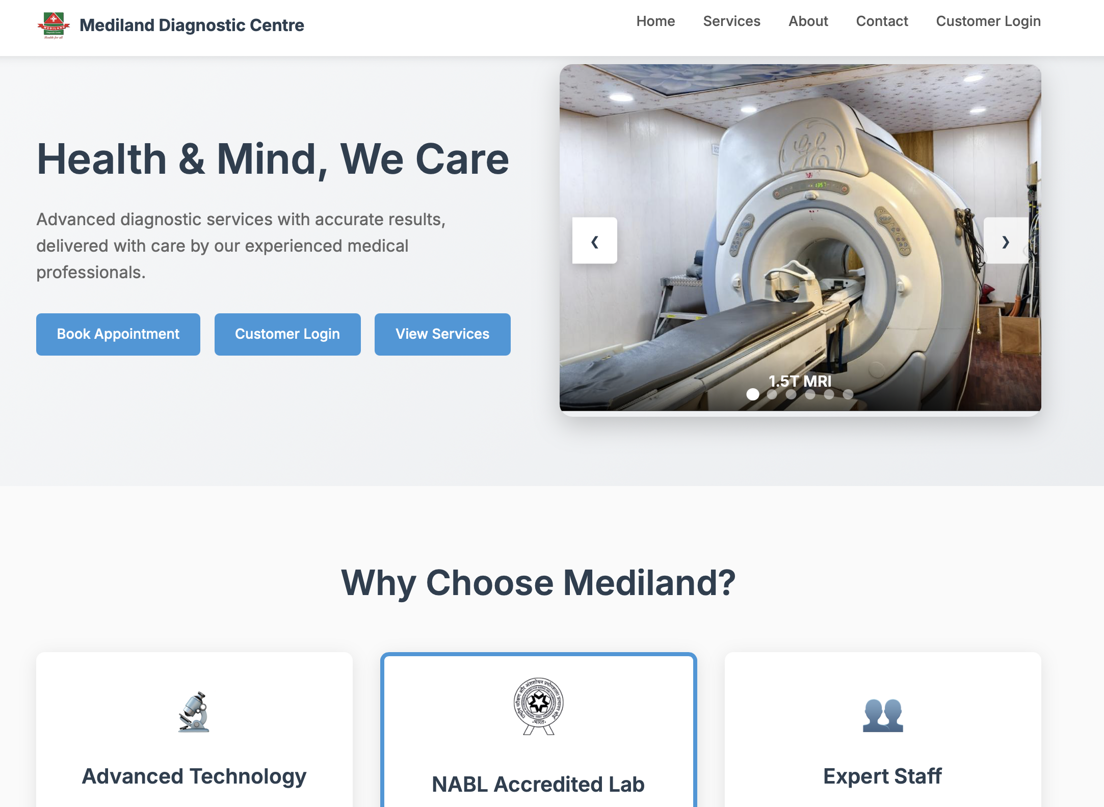 Mediland Website Homepage